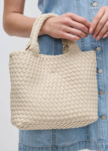 Sky's The Limit Small Woven Neoprene Crossbody: Cream