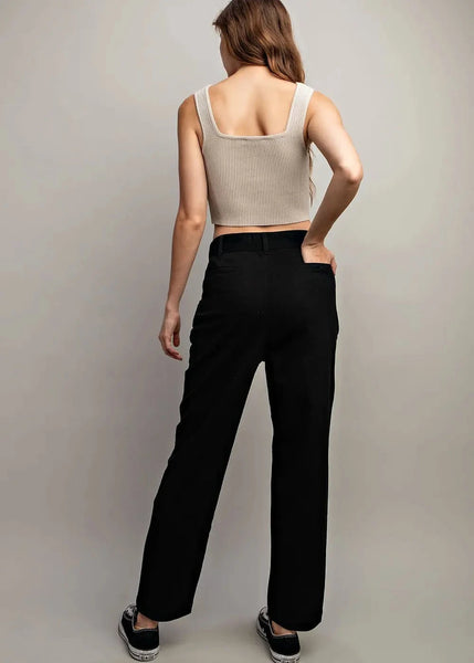 Tie Waist Black Denim Pants ~FINAL SALE