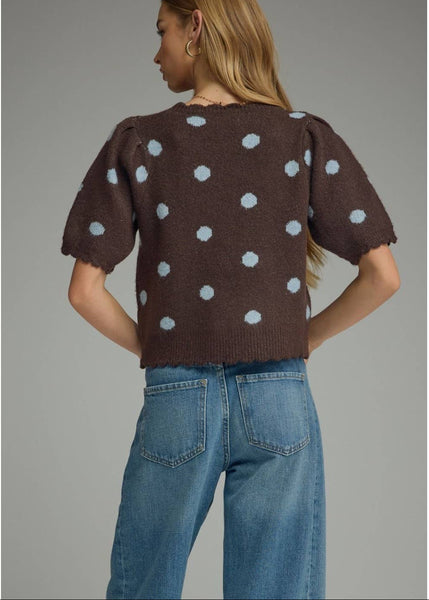Polka Dot Puff Sleeve Sweater
