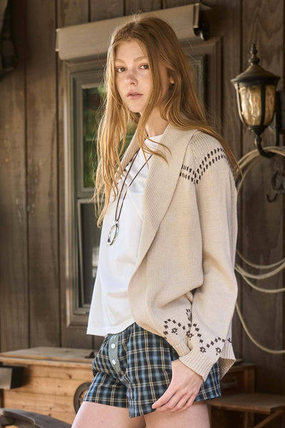 Western Horse Jacquard Shawl Knit Cardigan