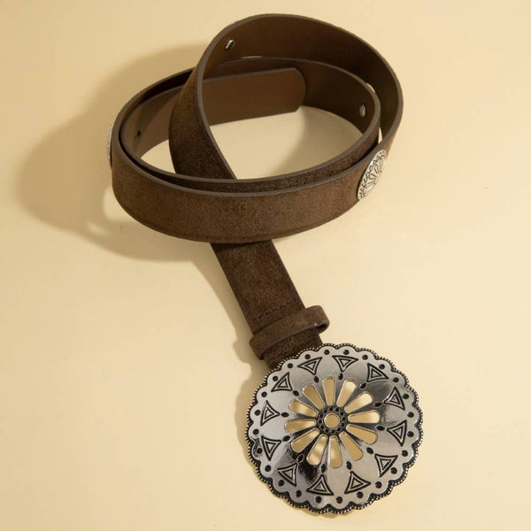 Round Western Concho Buckle Belt: SCO