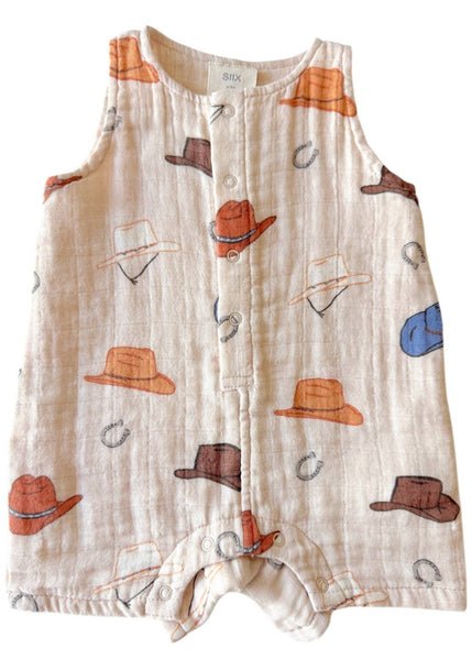 Lil' Cowboy Western Muslin Romper