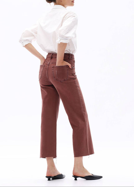 High Rise Tummy Control Wide Legs Jeans in Cappuccino