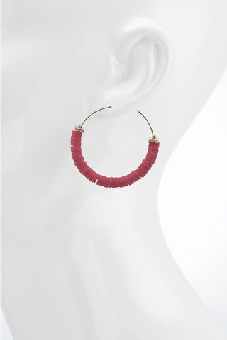 RESTOCKED! Lightweight Coral Color Beaded Hoop Earrings