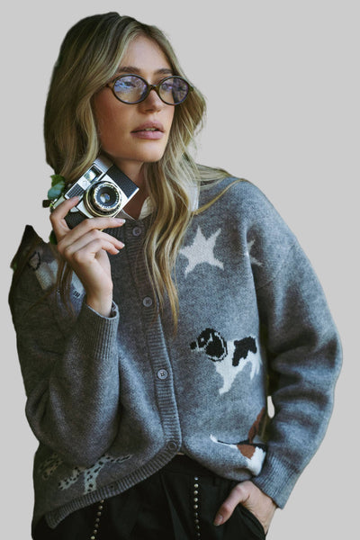Dog Gone Cozy Graphic Cardigan Sweater