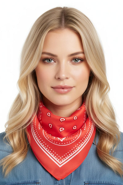 Western Silky Bandana Scarf in Red