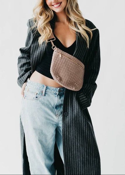 Faux Suede Westlyn Woven Crossbody Sling Bag