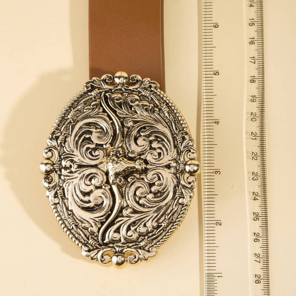 Longhorn Western Buckle Vegan Leather Belt