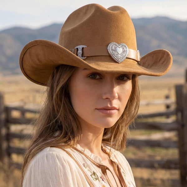 Western Heart Buckle Cowboy Hat: BK