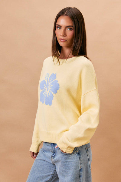 Hawaiian Style Hibiscus Graphic Sweater