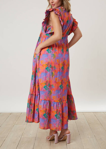 Spring Garden Cotton Gauze Floral Midi Dress
