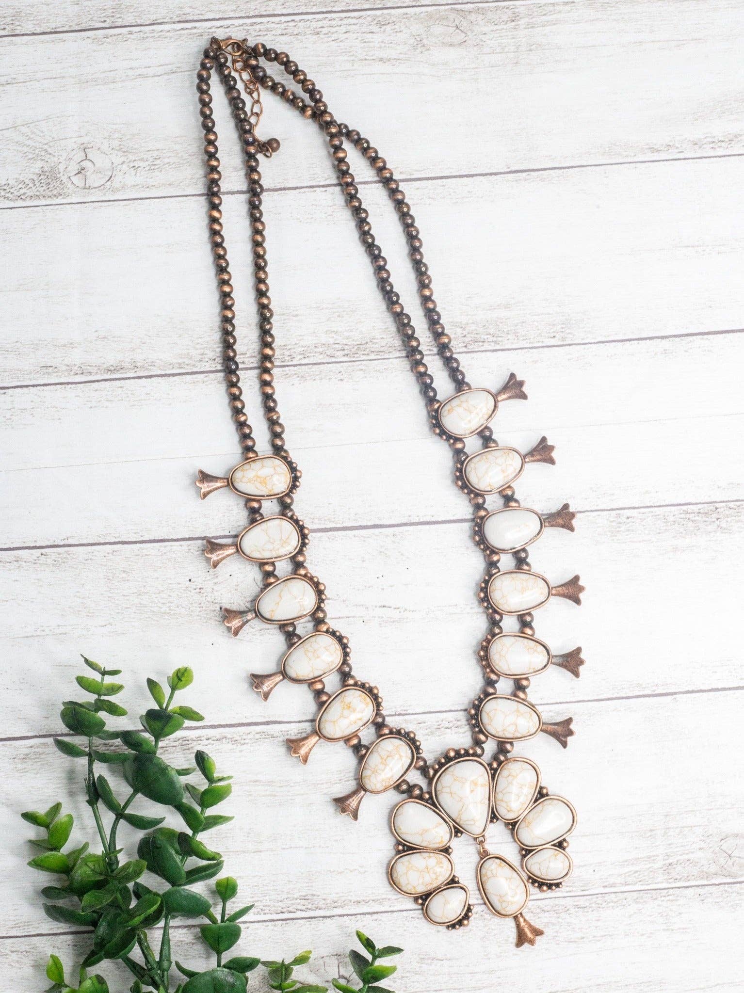 White Howlite Copper Blossom Western Necklace
