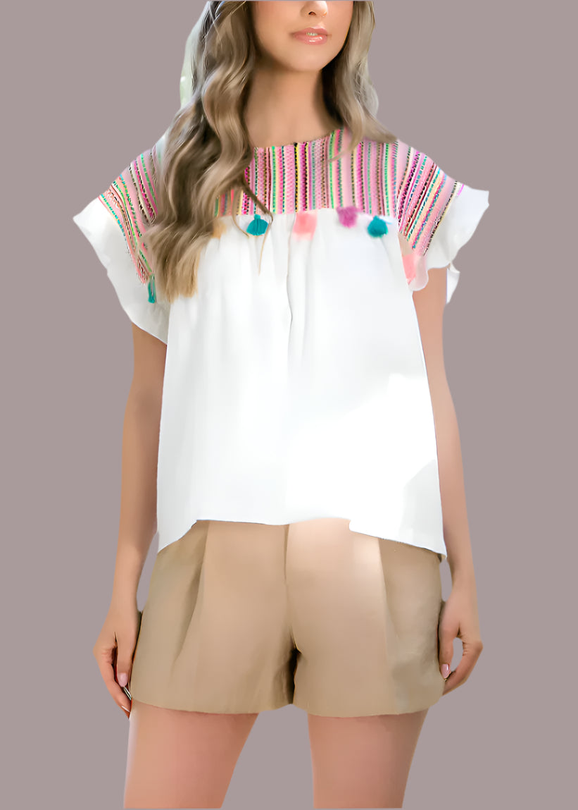 Boho Tassel Accent Top by THML
