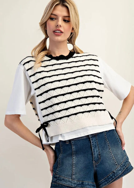 Layered Striped Sweater Top