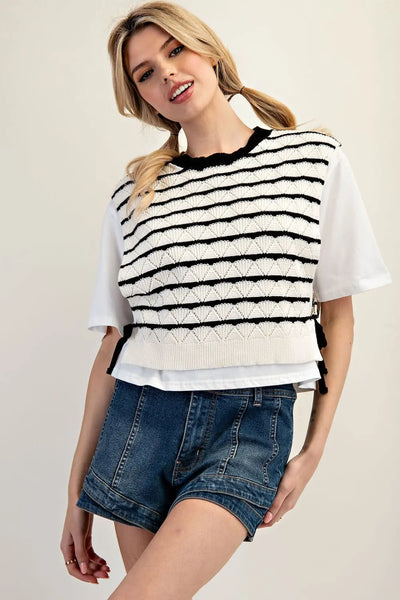 Layered Striped Sweater Top