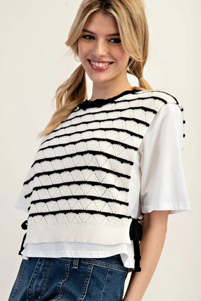 Layered Striped Sweater Top