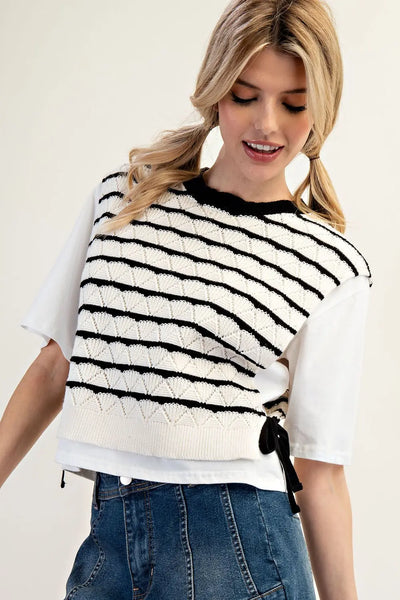 Layered Striped Sweater Top