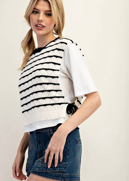 Layered Striped Sweater Top