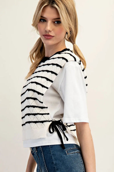 Layered Striped Sweater Top