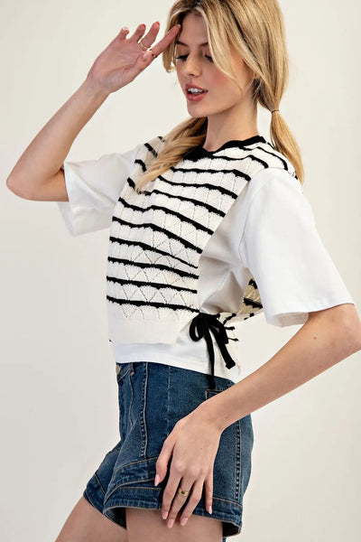 Layered Striped Sweater Top