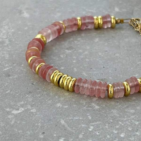 Multicolor Tarnish Resistant Stone And Gold Beaded Bracelet