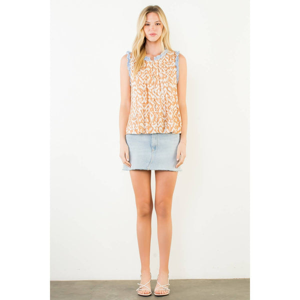 Sleeveless Abstract Pattern Top