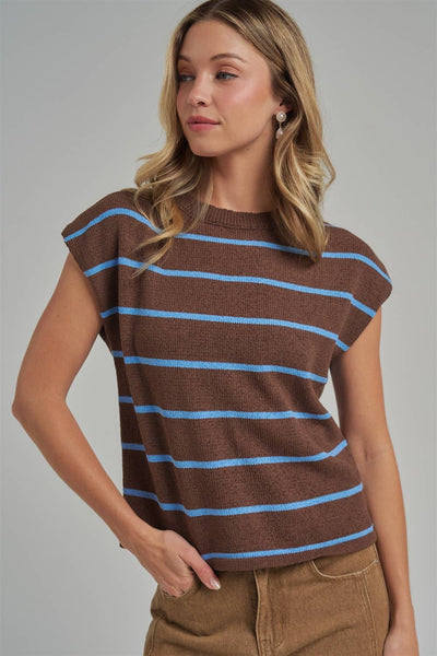 Chocolate Striped Fall Transitional Knit Top