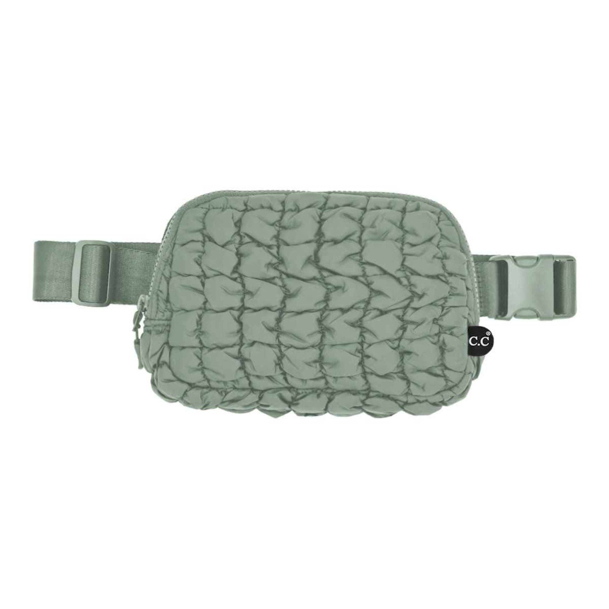 Puffer Quilted Fanny Pack in Sage