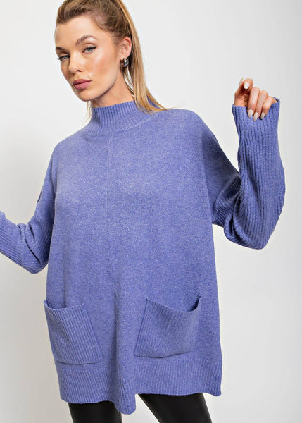 Cuddly Mock Neck Poncho Sweater