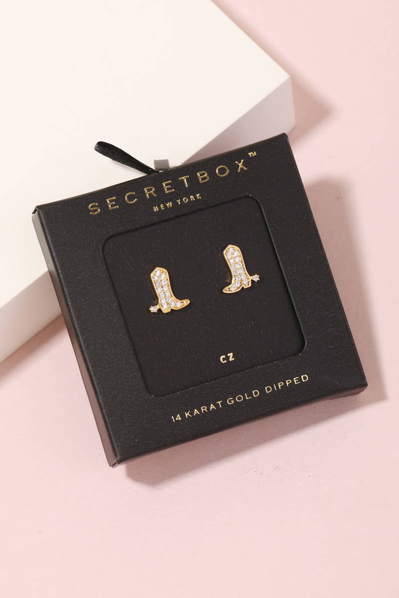 Secret Box Studded Cowboy Boot Earrings