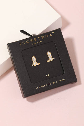 Secret Box Studded Cowboy Boot Earrings
