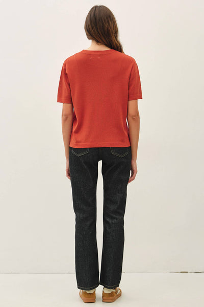 CASHMERE BLENDED SHORT SLEEVE SWEATER  : SLATE BLUE / S