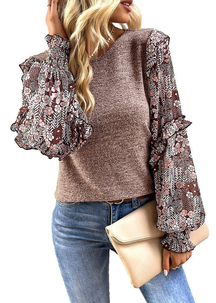 Floral Ruffle Sleeve Top ~FINAL SALE