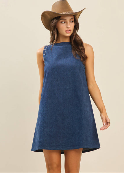 Studded Denim Dress