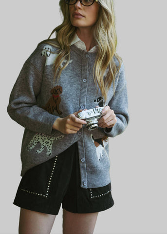 Dog Gone Cozy Graphic Cardigan Sweater
