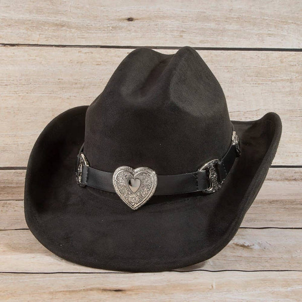 Western Heart Buckle Cowboy Hat: BK