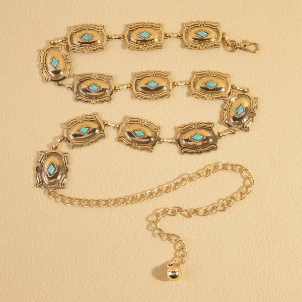 Turquoise Concho Chain Link Belt