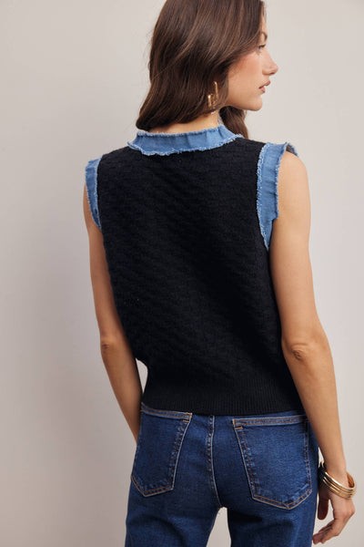 Hello Darlin' Denim Trim Knit Vest