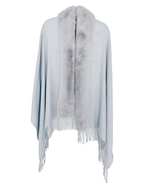 JC062843 16 Colors-Faux Fur Trim Softer Than Cashmere Scarf: Khaki