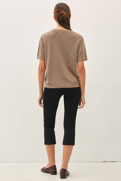 CASHMERE BLENDED SHORT SLEEVE SWEATER  : SLATE BLUE / M