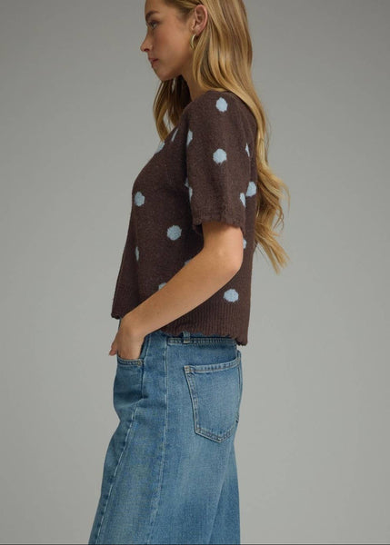 Polka Dot Puff Sleeve Sweater