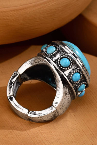 Large Statement Semi Stone Ring : Turquoise(SBTQ) / OS