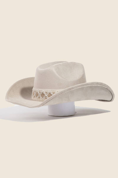 Ivory  Braided Strap Cowboy Hat