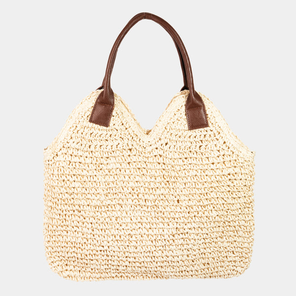 Straw Knit Shoulder Tote Bag