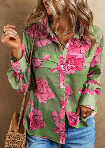 Floral Pleated Puff Sleeve Shirt ~ FINAL SALE