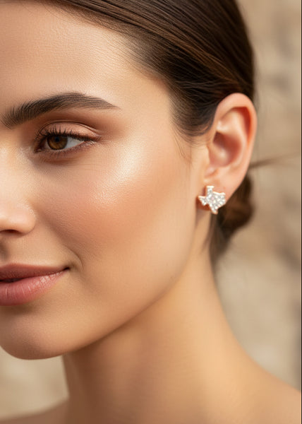 Texas On My Mind Druzy Stud Earrings in White
