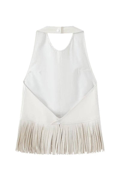 Fringe Hem Sleeveless Tank: WINE / L