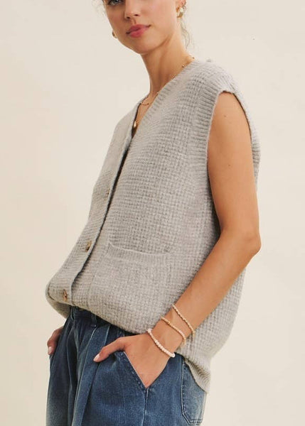 Waffle Textured Cozy Sweater Vest