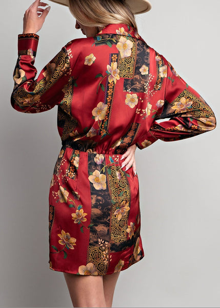 Autumn Floral Print Mini Dress