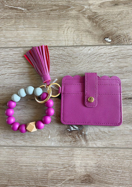 Colorful Wallet Wristlet Silicone Bead Tassel Keychains